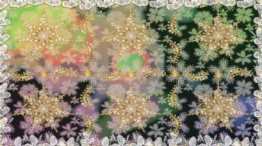 Kusursuz raster arka plan. Duvar kâğıdı barok, İspanyol kumaşı. Şık bir grafik desen. Gri renklerdeki altın elementler. Çiçek deseni.