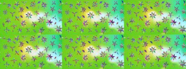 Raster illüstrasyonu. Yeşil ve nötr renklerde yaz çiçekleri. Raster çiçek desenli ve çiçekli..