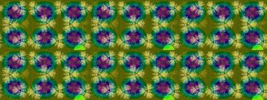 Raster illüstrasyonu. Küçük çiçekteki sevimli çiçek deseni. Raster deseni. Yeşil ve kahverengi renklerde. Soyut çiçek çizim kalıbı arkaplanı.