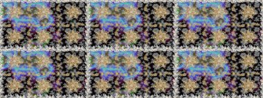 Gri ve siyah renkleri altın elemanları ile sorunsuz vintage desen. Noel, kar tanesi, yeni yıl 2019.