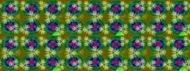 Raster illüstrasyonu. Küçük çiçekteki sevimli çiçek deseni. Raster deseni. Yeşil ve kahverengi renklerde. Soyut çiçek çizim kalıbı arkaplanı.