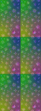 Yeşil ve mavi renkte çiçekler. Gömlek baskısı için çiçek boyası. Çiçek eskiz kalıbı geçmişi.