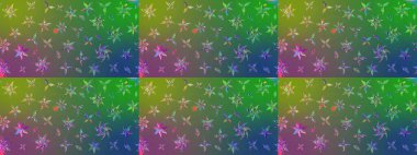 Güzel kumaş deseni. Raster Illustrasyon 'daki Çiçek Deseni' nin son moda çizimi. Düz Çiçek Elementleri Tasarımı. Renkli Yaz Teması çizim şablonu.