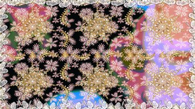 Tarafsız ve altın elementli bej renkler. Kusursuz altın desenli bukleler. Raster altın desen. Doğu tarzı arabesk. Raster illüstrasyonu.