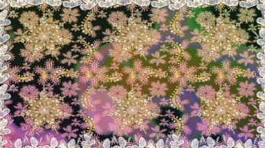 Gri ve bej renkli, altın elementli klasik, pürüzsüz desen. Raster illüstrasyonu.