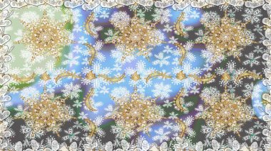 Kusursuz altın desenli bukleler. Doğu tarzı arabesk. Raster altın desen. Raster illüstrasyonu. Altın elementli gri ve nötr renkler.