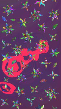 Soyut çiçek çizim kalıbı arka planı. Raster illüstrasyonu. Mor ve pembe renklerde. Küçük çiçekteki sevimli çiçek deseni. Raster deseni.