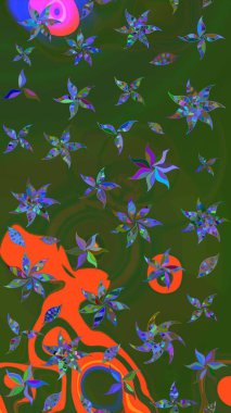 Çiçek deseni. Raster güzel kumaş deseni çiziyor. Renkli Bahar Teması eskiz kalıbı. Düz Çiçek Elementleri Tasarımı.