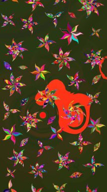 Çiçek deseni. Renkli Bahar Teması eskiz kalıbı. Düz Çiçek Elementleri Tasarımı. Raster çizimi. Güzel kumaş deseni..