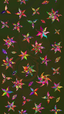 Düz Çiçek Elementleri Tasarımı. Renkli Yaz Temalı eskiz kalıbı. Modaya uygun kumaş deseni. Sevimli çiçek raster deseni.