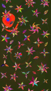 Çiçekli karalama şeklinde Raster çiçek deseni. Gri ve yeşil renkli çiçekler. Yumuşak, bahar çiçekli arka plan.