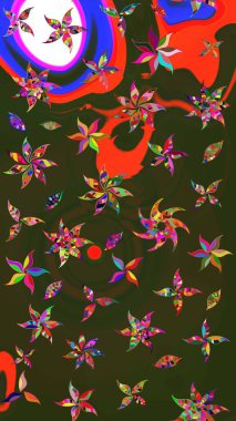 Raster illüstrasyonu. Güzel kumaş deseni. Güzel karalamalı çiçek desenli çizim. Küçük çiçekte sevimli çiçek deseni var..