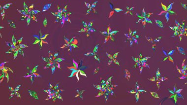 Kahverengi ve mor çiçekli eskiz deseni, suluboya çiçek deseni, sevimli çiçek, duvar kağıdı, kart veya kumaş için fayanslı. Raster - stok.