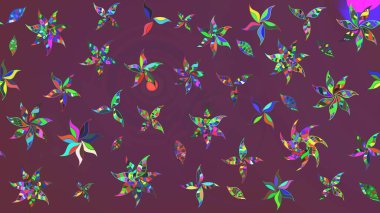 Eskiz arkaplan modeli. Kahverengi ve mor renkli yapraklı yabani çiçekler. Suluboya, elle çizilmiş. Raster illüstrasyonu.