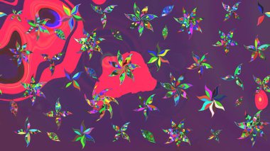 Küçük renkli çiçekler. Robot resim. Moda baskıları için zarif bir şablon. Küçük çiçekte güzel bir desen. Motley illüstrasyonu. Çiçekli yaz çiçekleri.