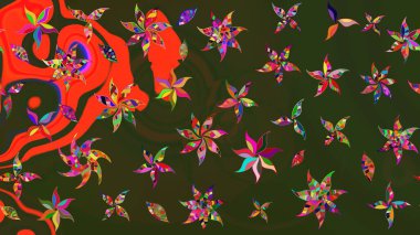 Millefleur 'lar. Tekstil, kumaş, kapaklar, duvar kağıtları, baskı, naylon, koleksiyon defteri, örgü, dekupaj için güzel bir eskiz. Küçük yeşil ve gri renkte güzel bir besin torbası deseni, çiçekler..