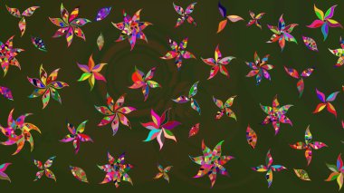 Motley illüstrasyonu. Robot resim. Çiçekli bahar çiçekleri. Küçük çiçekte güzel bir desen. Küçük renkli çiçekler. Moda baskıları için zarif bir şablon.