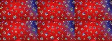 Raster illüstrasyonu. Asya tekstil tarzında. Kırmızı ve mor renkte çiçekler. Raster illüstrasyonu. Çiçek desenini çiz.