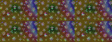 Düz Çiçek Elementleri Tasarımı. Renkli Bahar Teması eskiz kalıbı. Güzel çiçek deseni. Yeşil ve kahverengi renkte çiçekler.