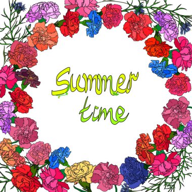 Çerçeve karanfil bir metin için yer ile. Vektör çizim