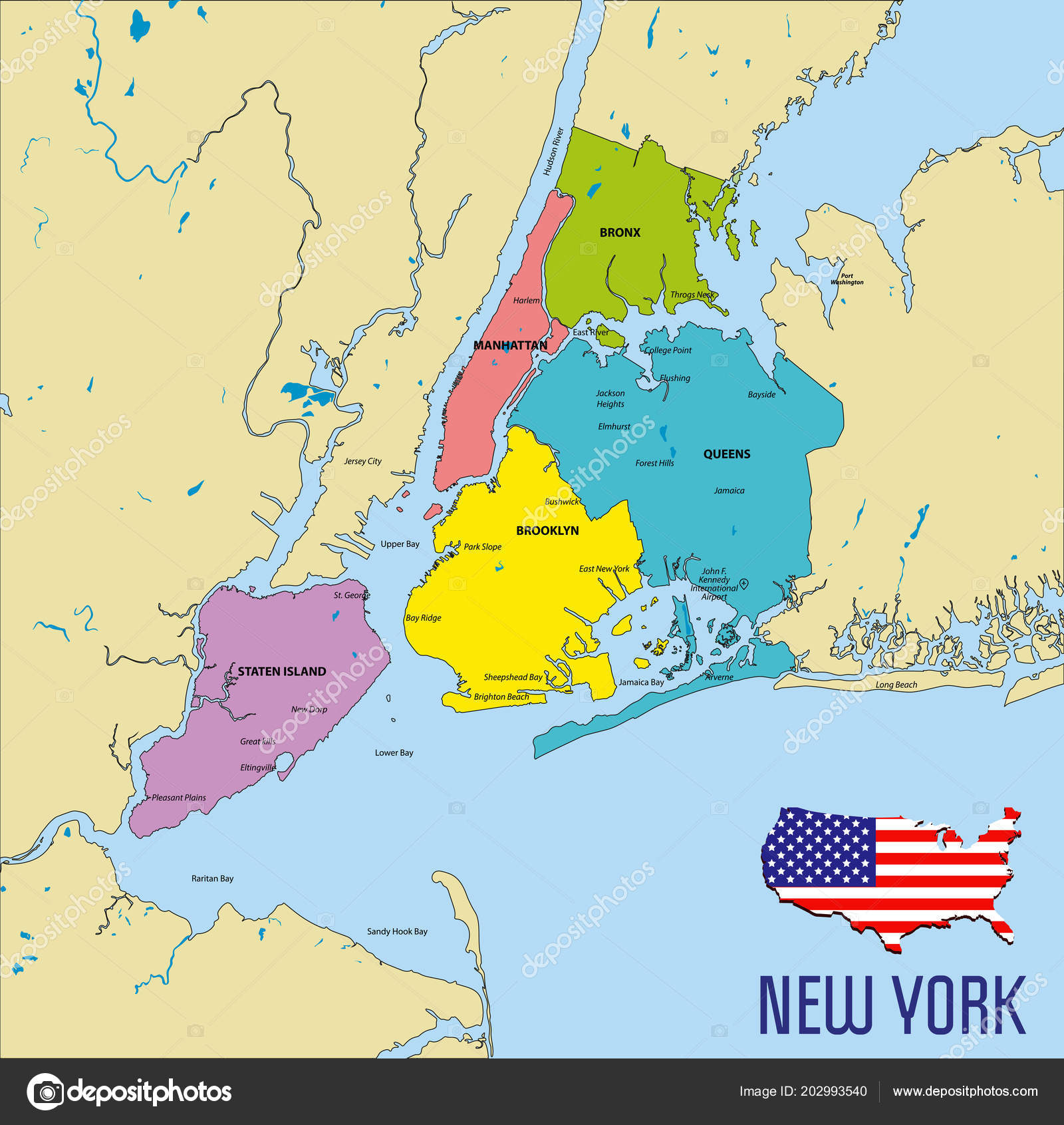 New York City Political Map Manhattan Bronx Queens Br - vrogue.co