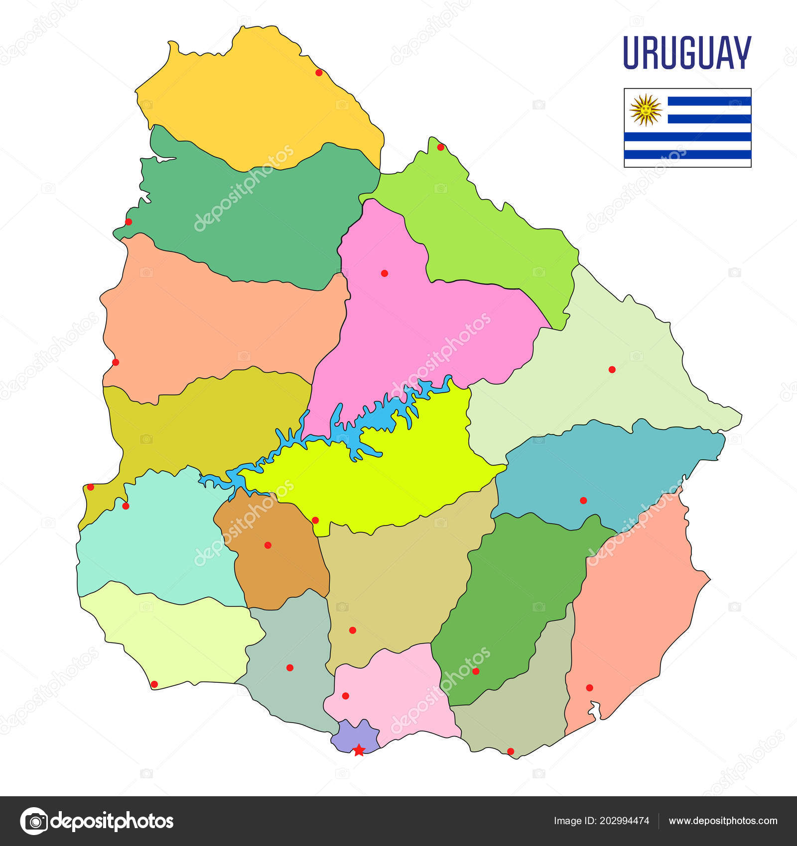 Alta Mapa Político Detallado Uruguay Con Las Regiones Sus ...