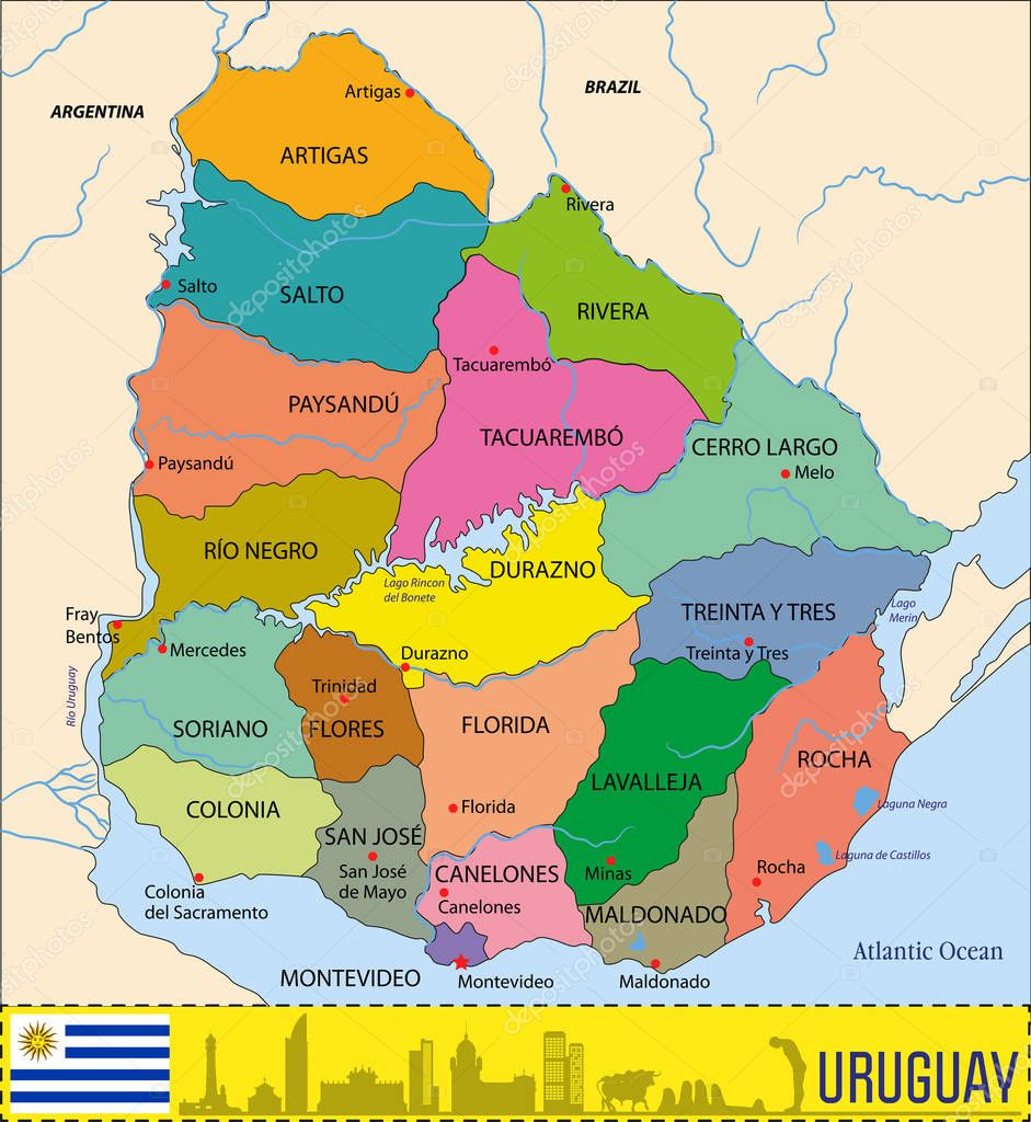 Alta Mapa Político Detallado Uruguay Con Las Regiones Sus Capitales