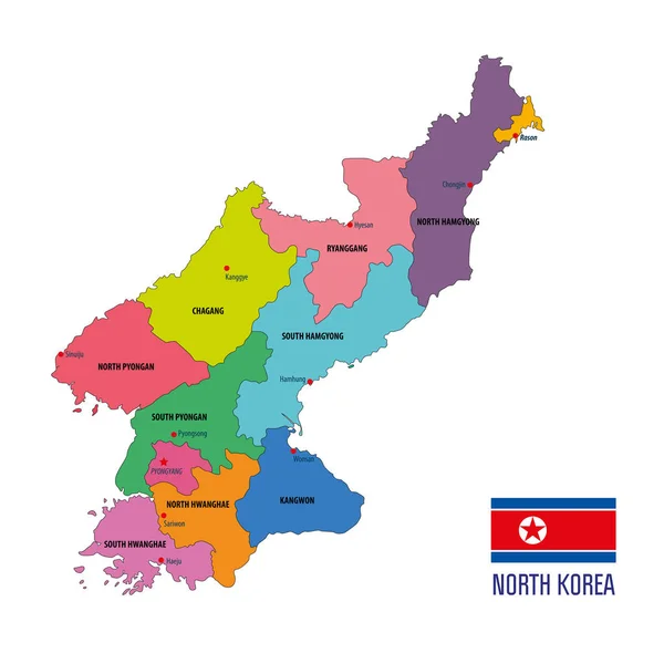 Mapa Vectorial Político Corea Corea Del Sur Corea Del Norte — Archivo Imágenes Vectoriales