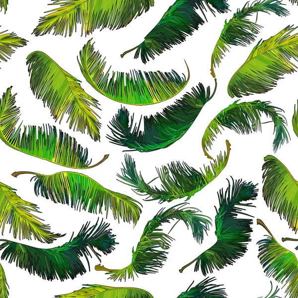 Тропические Пальмовые Листья Бесшовный Фон Векторная Иллюстрация Eps10 — стоковый вектор
