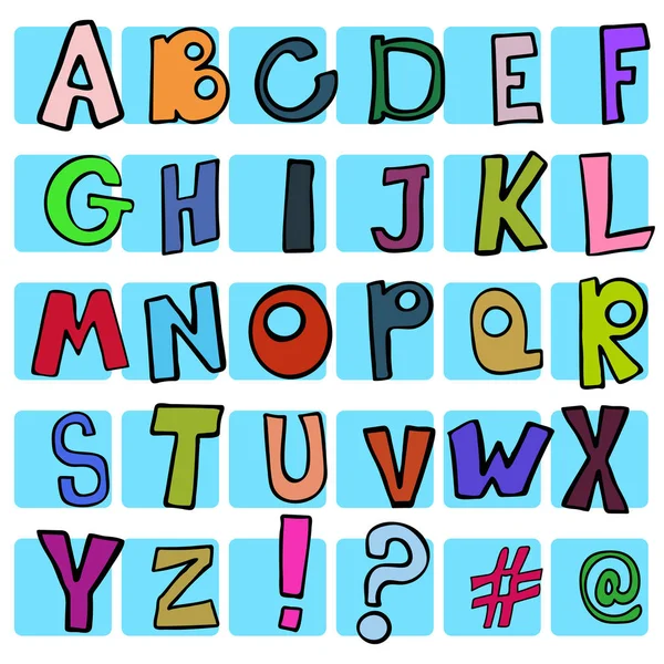Детский Векторный Алфавит Смешными Буквами — стоковый вектор