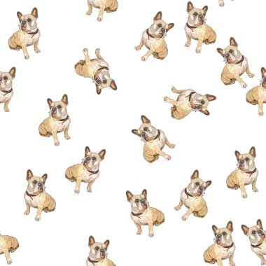 Köpeklerle sorunsuz arka plan. Scrapbooking, tekstilde yazdırma için mükemmel. Vektör çizim, Eps 10.