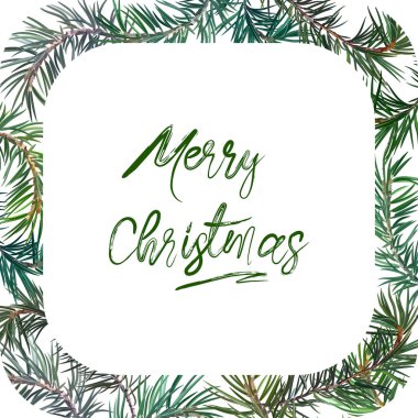 Çam ağacı ile çerçeve. Yeni yıl ve Noel için idealdir. Vektör çizim, Eps 10.