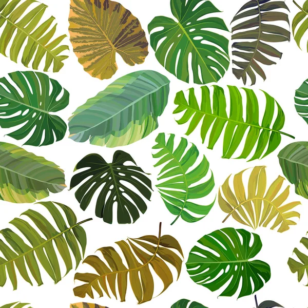 Seamless Background Tropical Leaves Perfect Scrapbooking Vector Illustration Eps — Stock Vector