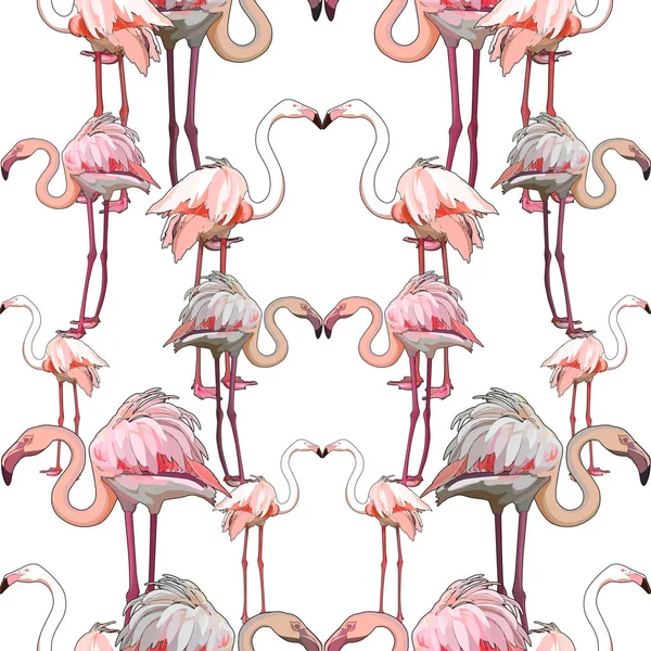 Fundo Sem Costura Com Flamingos Ilustração Vetorial Eps — Vetor de Stock