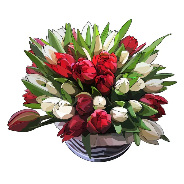 Luxurious Bouquet Tulips Vector Illustration Eps — Stock Vector