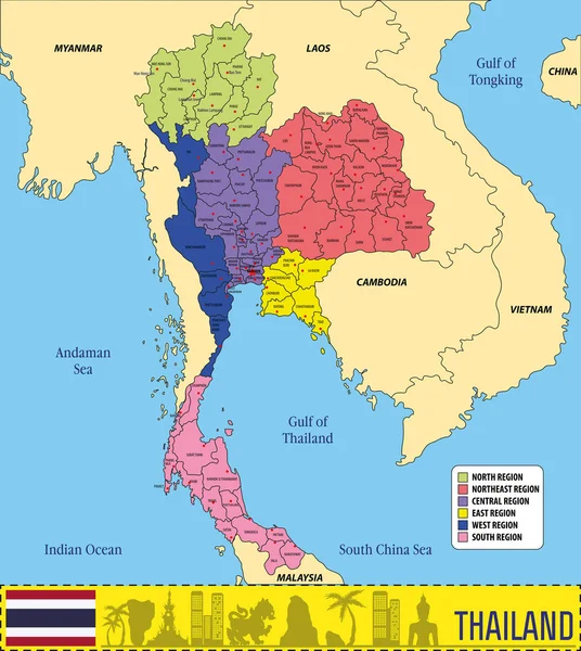 Karte von Thailand — Stockvektor