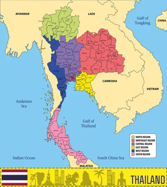 タイの地図 — ストックベクタ