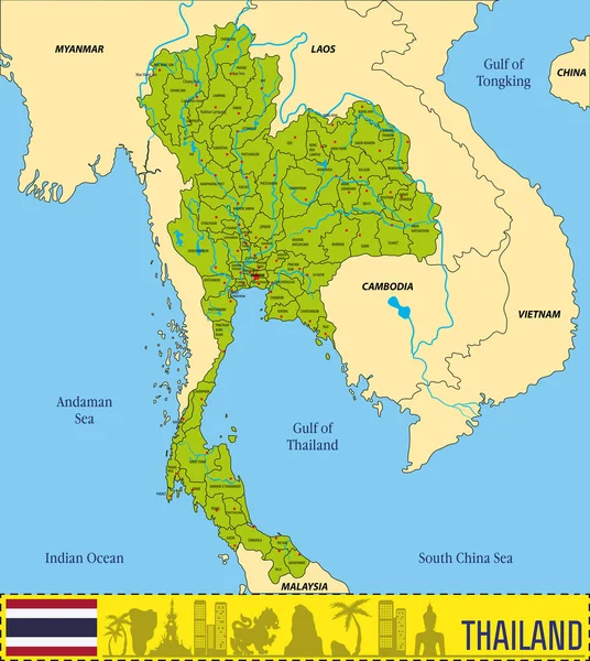 La carte de Thaïlande — Image vectorielle