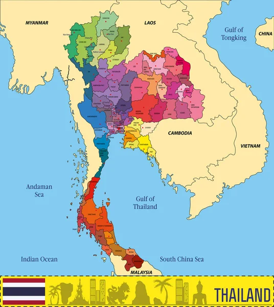 O mapa de Tailândia — Vetor de Stock