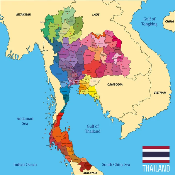Kart over Thailand – stockvektor