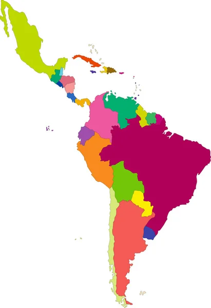 Mapa político vetorial da América Latina —  Vetores de Stock