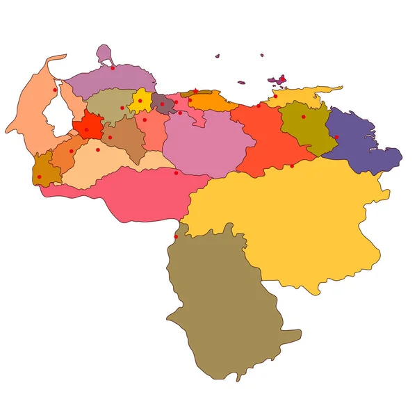 Mapa político vetorial da Venezuela —  Vetores de Stock
