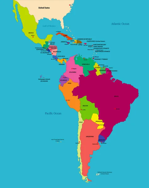 Mapa político vectorial de América Latina Vectores de stock libres de derechos