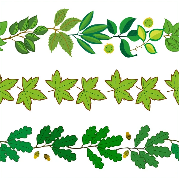 Fond sans couture avec des feuilles vertes — Image vectorielle