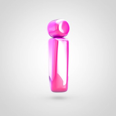 Ben küçük pembe mektup. Beyaz arka plan üzerinde izole parlak parlak pembe yazı tipi 3D render.