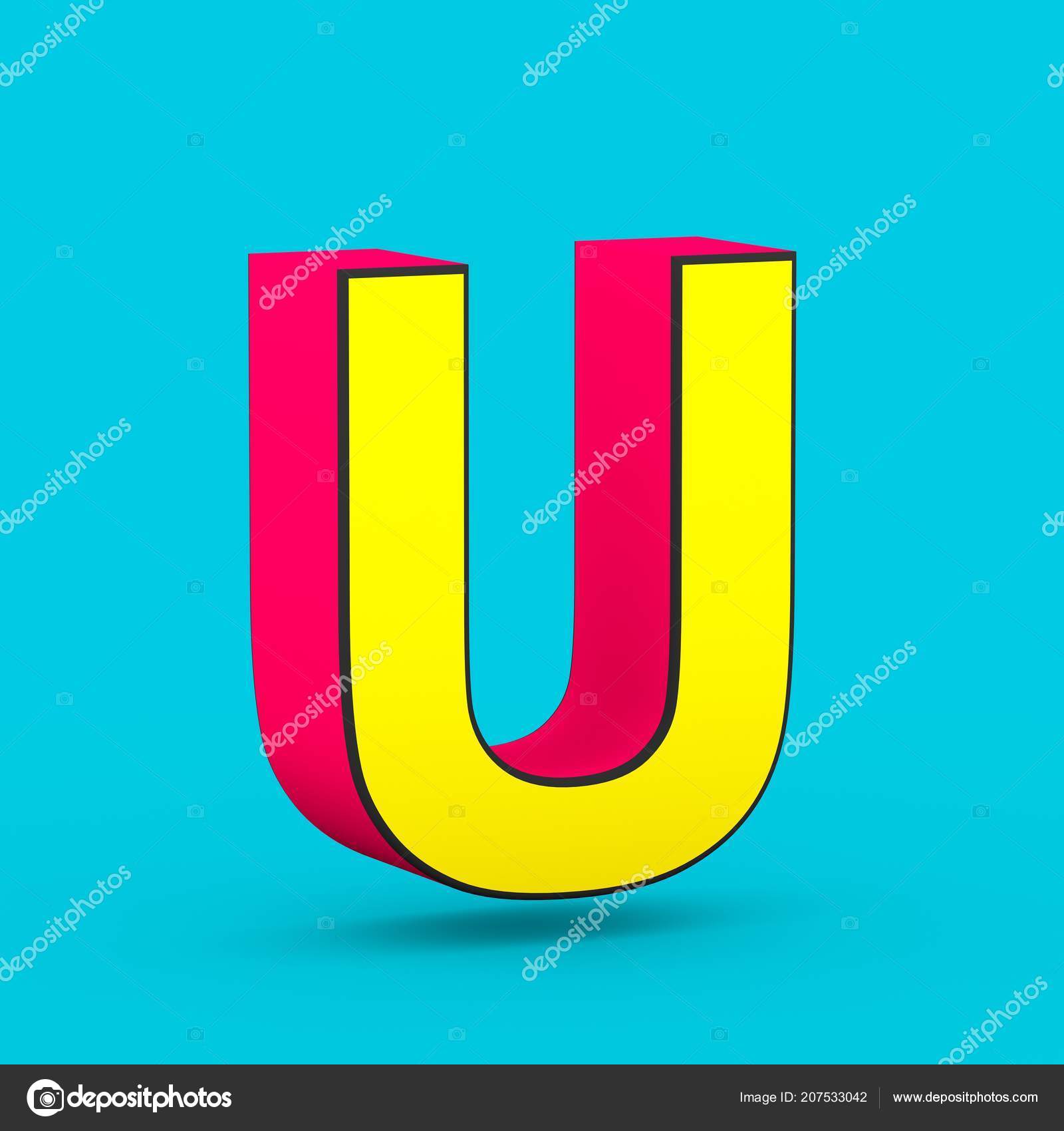 Super Heroi Vermelho E Amarelo Letra U Maiuscula Isolada Em Fundo Azul Stock Photo C Whitebarbie 207533042