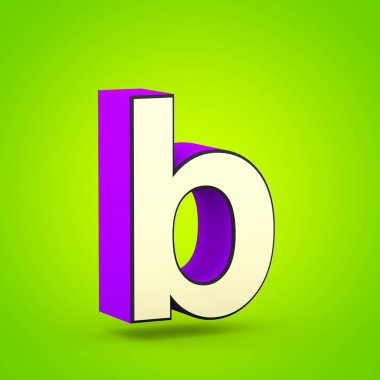 Süper kahraman B harfi küçük. kireç arka plan üzerinde izole stilize retro mor ve bej yazı tipinin 3D render.