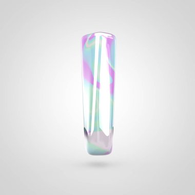 Tek boynuzlu at cilt harf L küçük harf. 3d render parlak yazı tipi beyaz arka plan üzerinde izole.