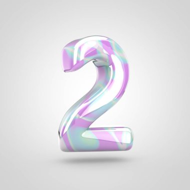 Tek boynuzlu at cilt numarası 2. 3d render parlak yazı tipi beyaz arka plan üzerinde izole.