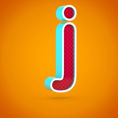 Kırmızı harf J küçük. sıcak turuncu arka plan üzerinde izole karbon fiber doku ile 3D render kırmızı yazı tipi.